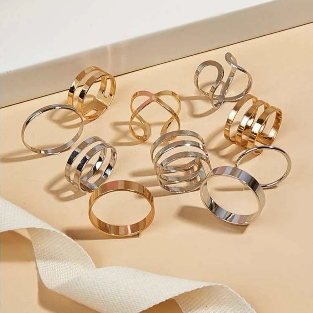 Multi 10pc Colored Ring Set - Picture 1 of 2